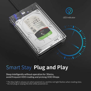 Planet Gates 3.5 inch SATA to USB 3.0 HDD Case with Holder Support 12TB Max Transparent Hard Drive Enclosure