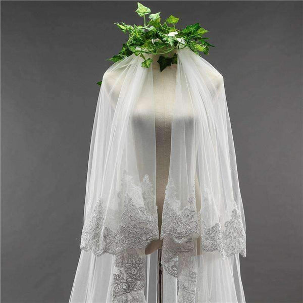Planet Gates 3.5 Meter White Ivory Cathedral Wedding Veils Long Edge Bridal Veil with Comb Wedding Accessories Bride Mantilla Wedding Veil