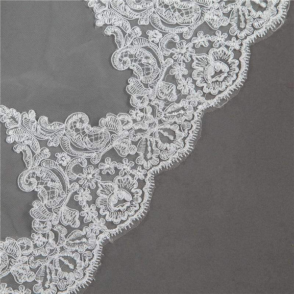 Planet Gates 3.5 Meter White Ivory Cathedral Wedding Veils Long Edge Bridal Veil with Comb Wedding Accessories Bride Mantilla Wedding Veil