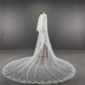 Planet Gates 3.5 Meter White Ivory Cathedral Wedding Veils Long Edge Bridal Veil with Comb Wedding Accessories Bride Mantilla Wedding Veil