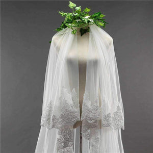 Planet Gates 3.5 Meter White Ivory Cathedral Wedding Veils Long Edge Bridal Veil with Comb Wedding Accessories Bride Mantilla Wedding Veil