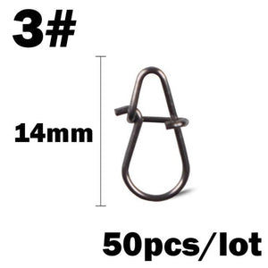 Planet Gates 3 50Pcs/Lot Stainless Steel Hook Fast Clip Lock Snap Swivel Fishing Solid Rings Safety Snaps Fishing Hook Connector Fishing Tackle