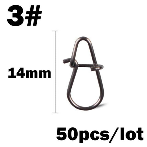 Planet Gates 3 50Pcs/Lot Stainless Steel Hook Fast Clip Lock Snap Swivel Fishing Solid Rings Safety Snaps Fishing Hook Connector Fishing Tackle