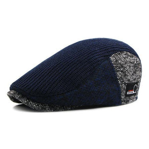 Planet Gates 3 / 55-60CM Hat Men Patchwork Wool Knitted Hat, Cabbie Flat Caps Men Solid Color Cabbie Boina Flat