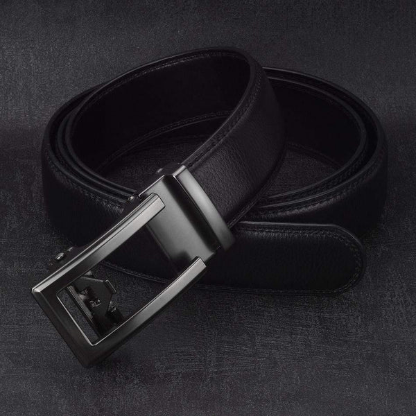 3.5cm Cow Genuine Leather Mens Belt Cowhide Strap For Male Ratchet Automatic Buckle Belts For Men  Brand Designer Belts