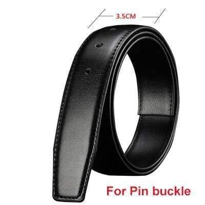 No Buckle Genuine Leather Belt Strap For Automatic Buckle Pin Buckle 2.4cm 2.8cm 3.0cm 3.2cm 3.5cm 3.8cm Width Men Belt Black