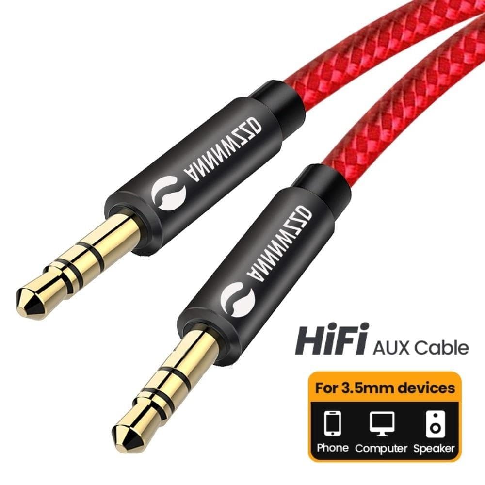 Planet Gates 3.5mm Audio Cable Stereo Auxiliary AUX Cord Gold-Plated Male to Male Braid Cable for Car Home Stereo Headphone Speaker 3.5 Jack