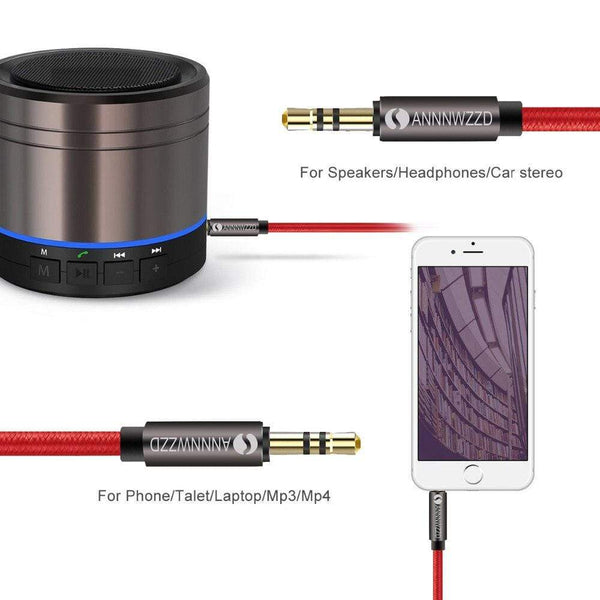 Planet Gates 3.5mm Audio Cable Stereo Auxiliary AUX Cord Gold-Plated Male to Male Braid Cable for Car Home Stereo Headphone Speaker 3.5 Jack