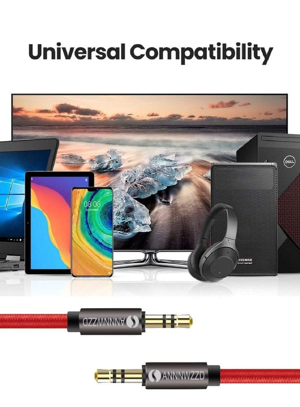 Planet Gates 3.5mm Audio Cable Stereo Auxiliary AUX Cord Gold-Plated Male to Male Braid Cable for Car Home Stereo Headphone Speaker 3.5 Jack