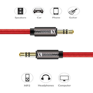 Planet Gates 3.5mm Audio Cable Stereo Auxiliary AUX Cord Gold-Plated Male to Male Braid Cable for Car Home Stereo Headphone Speaker 3.5 Jack