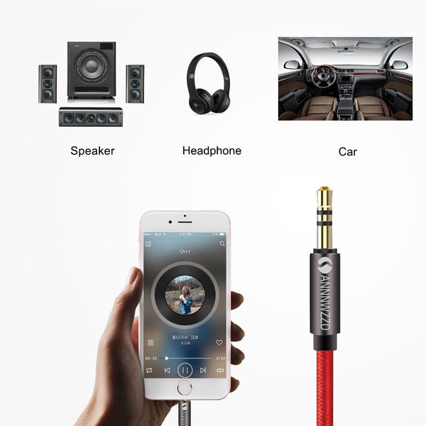 Planet Gates 3.5mm Audio Cable Stereo Auxiliary AUX Cord Gold-Plated Male to Male Braid Cable for Car Home Stereo Headphone Speaker 3.5 Jack