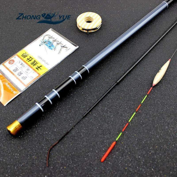 Planet Gates 3.6M-7.2M Carbon Fiber Telescopic Fishing Rod Super Hard Ultra Light Carp Fishing Pole Stream Fishing Rod Hooks Set
