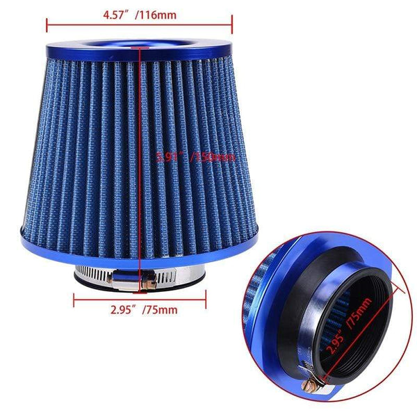 Planet Gates 3" 76mm Air Intake Kit Aluminum Admission Pipe With High Flow Air Filter Cold Air Inlet Duct , Mushroom Head