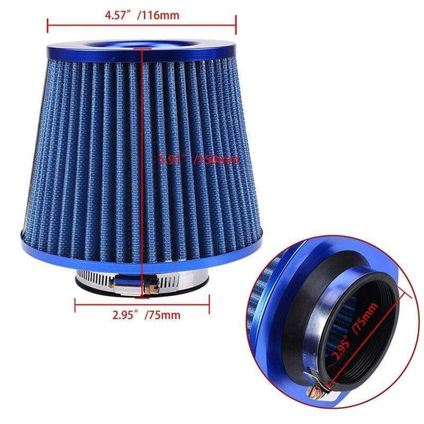 Planet Gates 3" 76mm Air Intake Kit Aluminum Admission Pipe With High Flow Air Filter Cold Air Inlet Duct , Mushroom Head