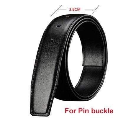 No Buckle Genuine Leather Belt Strap For Automatic Buckle Pin Buckle 2.4cm 2.8cm 3.0cm 3.2cm 3.5cm 3.8cm Width Men Belt Black