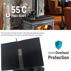 3-Blade Black Thermal Power Furnace Fan Evenly Distributed Heat Wood / Log Burner / Fireplace Harmless Fireplace Fan