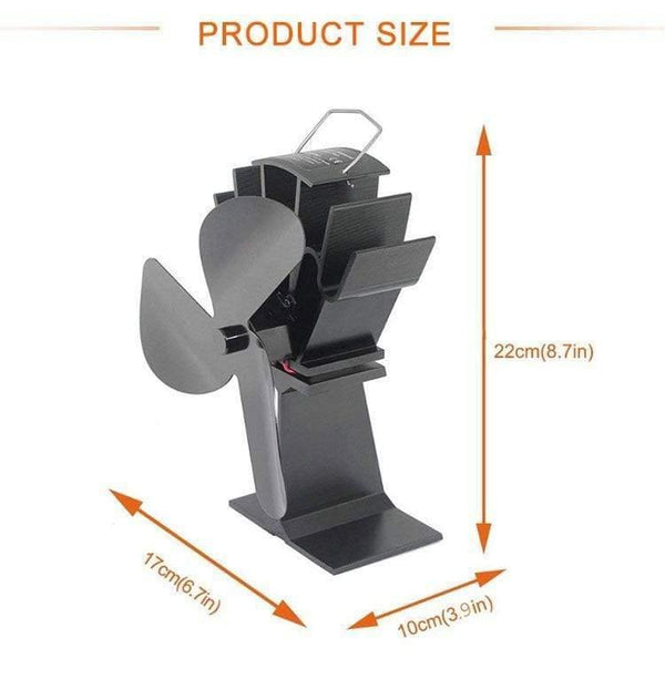 3-Blade Black Thermal Power Furnace Fan Evenly Distributed Heat Wood / Log Burner / Fireplace Harmless Fireplace Fan
