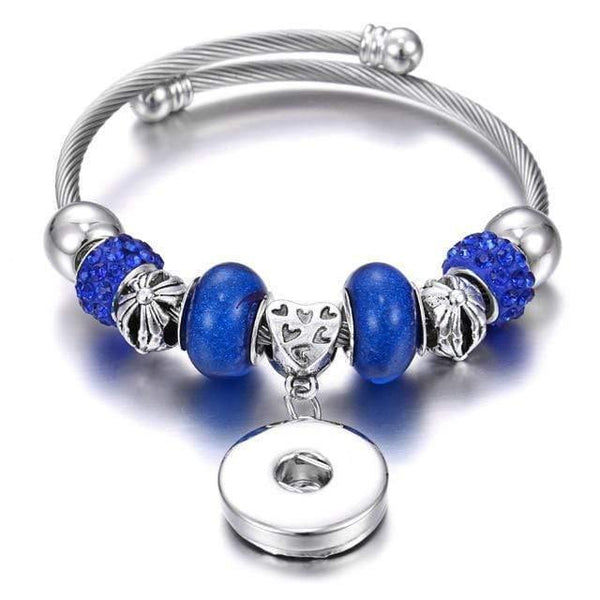 Planet Gates 3 Bracelets for 18mm Snaps Jewelry Elastic Silver Beaded Snap Bracelet Bangles Fit Snap Buttons Jewelry Charms Bracelet