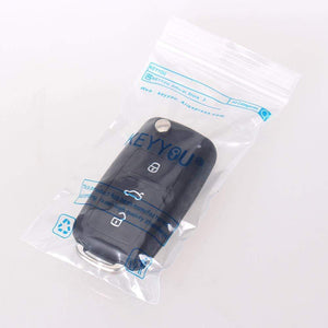 Planet Gates 3 Button For VW VOLKSWAGEN Tiguan Golf Sagitar Polo MK6 Flip Fob Remote Folding Key Shell Uncut Blade