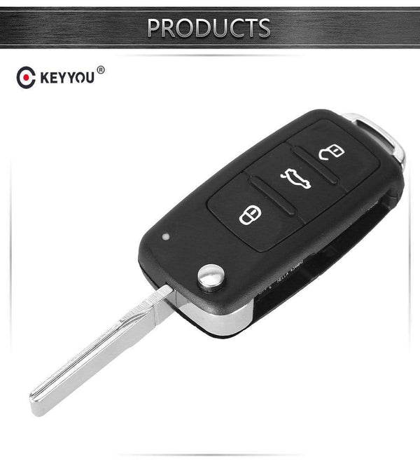 Planet Gates 3 Button For VW VOLKSWAGEN Tiguan Golf Sagitar Polo MK6 Flip Fob Remote Folding Key Shell Uncut Blade