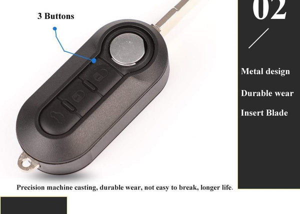 Planet Gates 3 Button Remote Flip Folding Key Fob Shell for Citroen Jumper Nemo Fit Peugeot Boxer Bipper 2008-2015 Replacement Case