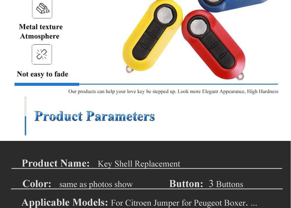Planet Gates 3 Button Remote Flip Folding Key Fob Shell for Citroen Jumper Nemo Fit Peugeot Boxer Bipper 2008-2015 Replacement Case