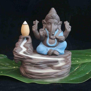 Creative environmental Home office Decor The Little Monk Censer India Lord Ganesha ack-flow Ceramic Incense Burner
