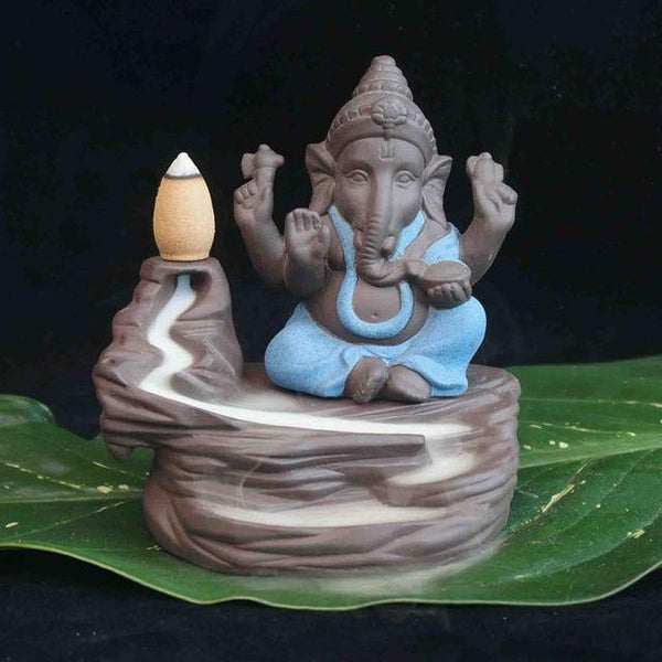 Creative environmental Home office Decor The Little Monk Censer India Lord Ganesha ack-flow Ceramic Incense Burner
