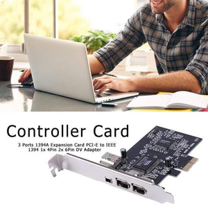 Planet Gates 3 External Ports Card 1394A 2.5GB Expansion Card PCI-E to IEEE 1394 1x 4Pin 2x 6Pin DV Adapter