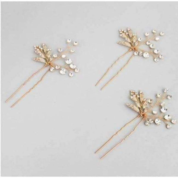 Planet Gates 3 Hair Pins Gold Bridal Hair Combs Leaf Hairpins Wedding Hair Accessories Handmade Jewelry Crystal Headpiece Jewelry Gifts for Women