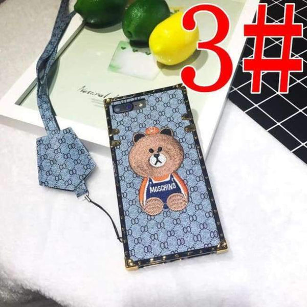 Planet Gates 3 / i7 i8 plus(5.5inch) Luxury Brand Embroidery for iPhone 7 7plus Panda Animal Pattern Phone Case for iPhoneXR XS XSMAX 6 6plus Hard Back Cover