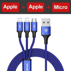 Planet Gates 3 in 1 Blue / 120cm Baseus 3 in 1 USB Cable For iPhone Xs Max Xr X 8 7 6 6s 5 5s SE Charing Charger Micro USB Cable For Samsung Xiaomi Android Phone