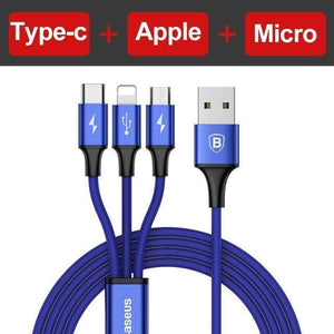 Planet Gates 3 in 1 Blue / 120cm Baseus 3 in 1 USB Cable For iPhone XS Max XR X 8 7 Charging Charger Micro USB Cable 2 in 1 Mobile Phone USB Type c Type-c Cable