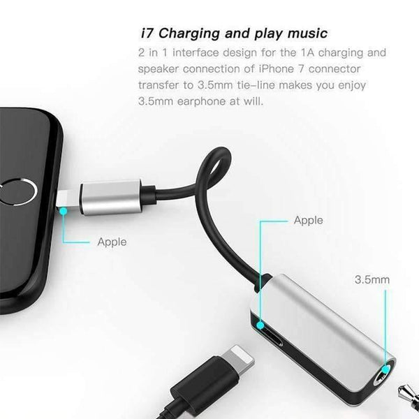 Planet Gates 3 in 1 For Lightning Adapter to 3.5mm Headphone Jack For iPhone 7 8 Charging Audio Adapter For iPhone X Charger Splitter