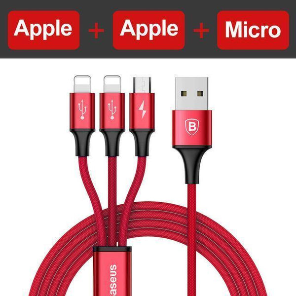 Planet Gates 3 in  1 Red / 120cm Baseus 3 in 1 USB Cable For iPhone Xs Max Xr X 8 7 6 6s 5 5s SE Charing Charger Micro USB Cable For Samsung Xiaomi Android Phone