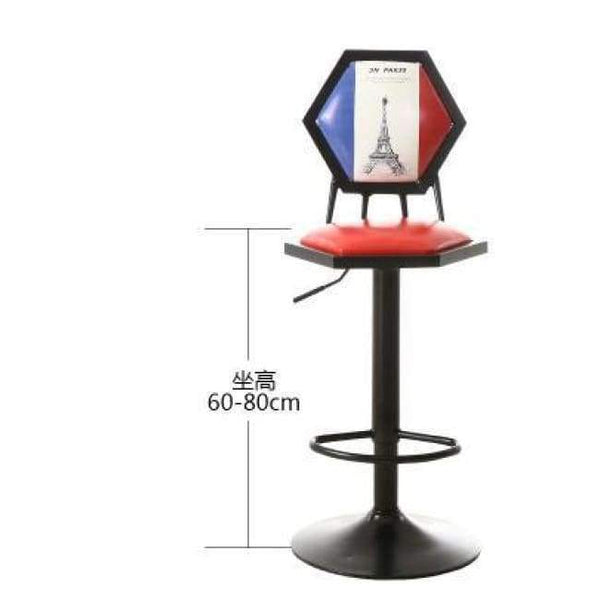 Planet Gates 3 Iron art bar chair. European-style bar chair lifting high footstool. Household backrest stool.