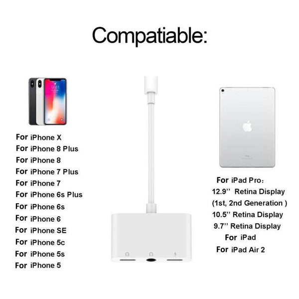 Planet Gates 3 Jack 3.5mm Audio Charger Splitter Adapter for iPhone 7 8 X 6 5 Adapter Cable Headphone Earphone Splitter Adapter