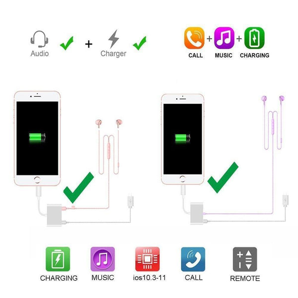 Planet Gates 3 Jack 3.5mm Audio Charger Splitter Adapter for iPhone 7 8 X 6 5 Adapter Cable Headphone Earphone Splitter Adapter