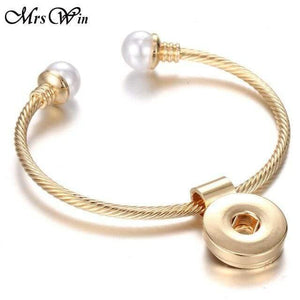 Planet Gates 3 Jewelry Imitation Pearls Snap Button Bracelet Gold Silver Cuff Snap Bracelets Fit 20mm 18mm Snap Buttons Jewelry