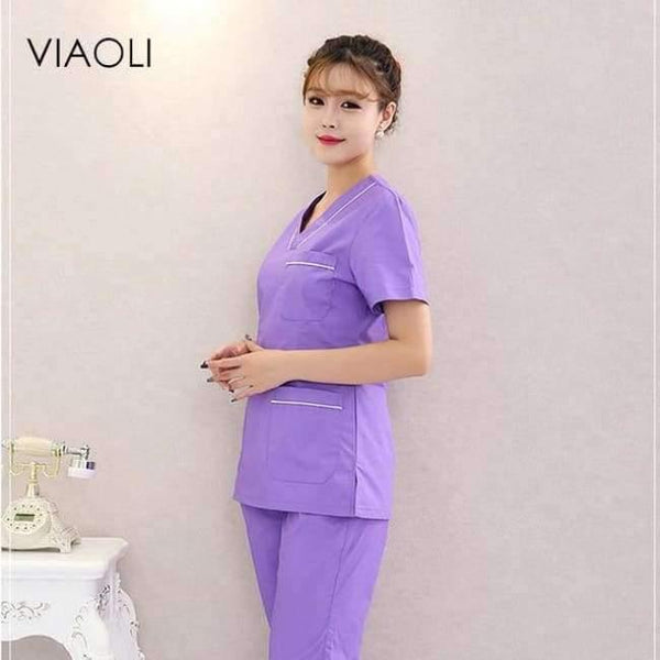 Planet Gates 3 / L Hospital nurse uniform hot selling scurbs medical uniforms ,new style V-neck medical scurbs with Blue florals top + pant