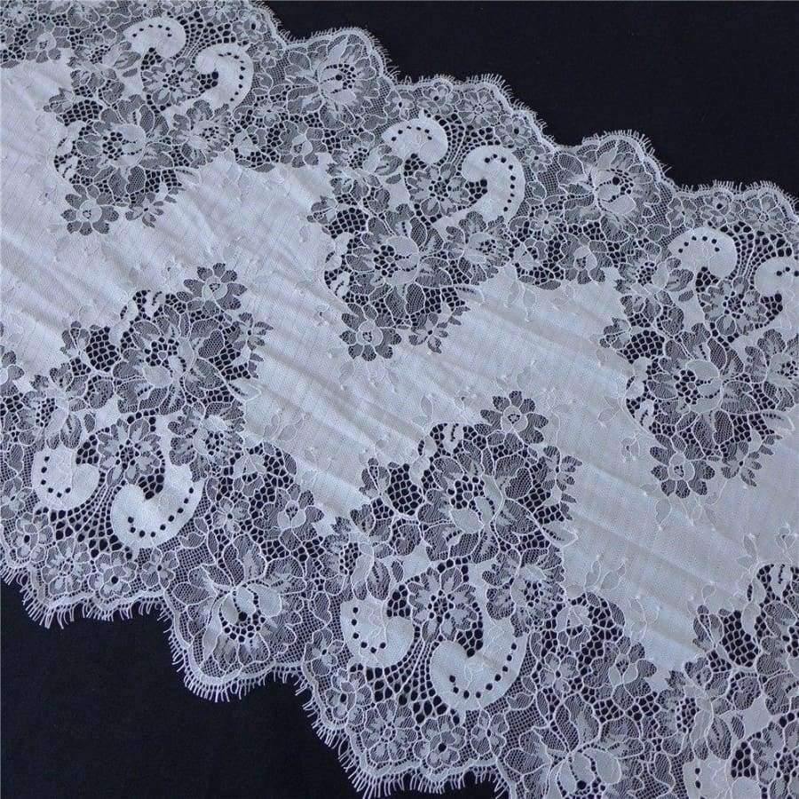 Planet Gates 3 M Embroidery French Soft Mesh Lace Fabric In Black Off White Chantilly Eyelash Lace Trim DIY Arts Crafts Sewing 40cm Wide