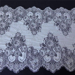 Planet Gates 3 M Embroidery French Soft Mesh Lace Fabric In Black Off White Chantilly Eyelash Lace Trim DIY Arts Crafts Sewing 40cm Wide