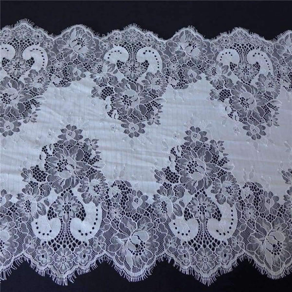 Planet Gates 3 M Embroidery French Soft Mesh Lace Fabric In Black Off White Chantilly Eyelash Lace Trim DIY Arts Crafts Sewing 40cm Wide