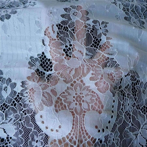 Planet Gates 3 M Embroidery French Soft Mesh Lace Fabric In Black Off White Chantilly Eyelash Lace Trim DIY Arts Crafts Sewing 40cm Wide