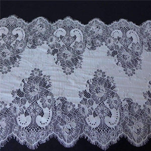 Planet Gates 3 M Embroidery French Soft Mesh Lace Fabric In Black Off White Chantilly Eyelash Lace Trim DIY Arts Crafts Sewing 40cm Wide
