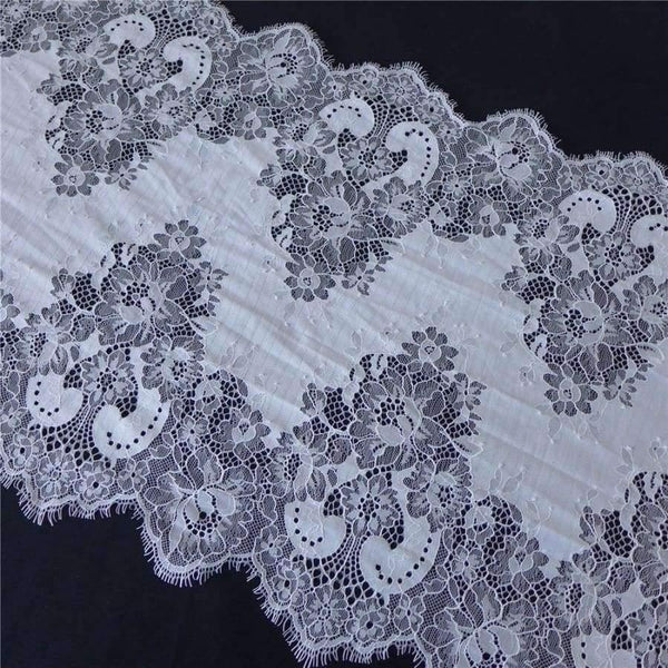 Planet Gates 3 M Embroidery French Soft Mesh Lace Fabric In Black Off White Chantilly Eyelash Lace Trim DIY Arts Crafts Sewing 40cm Wide