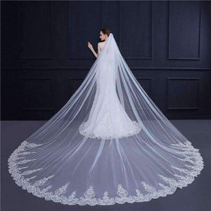 Planet Gates 3 Meter White Ivory Cathedral Wedding Veil Long Lace Edge Bridal Veil with Comb Wedding Accessories Bride Veu Veu de noiva
