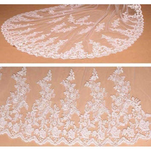 Planet Gates 3 Meter White Ivory Cathedral Wedding Veils Long Lace Edge Bridal Veil with Comb Wedding Accessories Bride Mantilla Wedding Veil