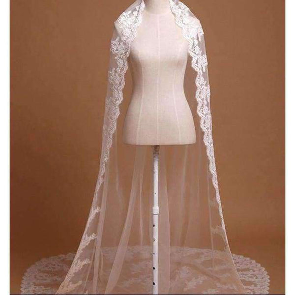 Planet Gates 3 Meter White Ivory Cathedral Wedding Veils Long Lace Edge Bridal Veil with Comb Wedding Accessories Bride Mantilla Wedding Veil