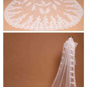 Planet Gates 3 Meter White Ivory Cathedral Wedding Veils Long Lace Edge Bridal Veil with Comb Wedding Accessories Bride Mantilla Wedding Veil